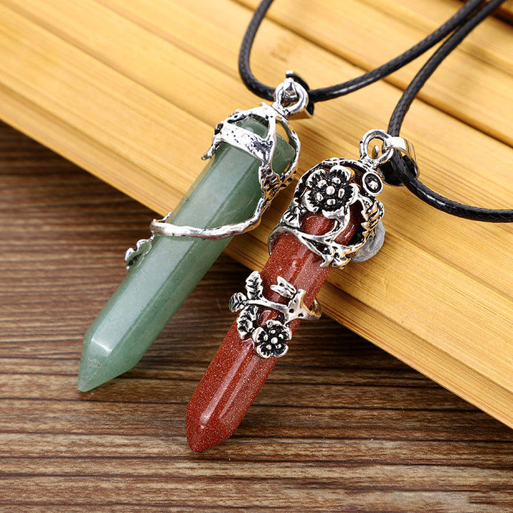 Collier de guérison spirituelle en pierre naturelle avec rose Olivenorma