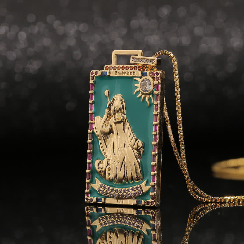Collier de cartes de tarot majeures en émail Olivenorma