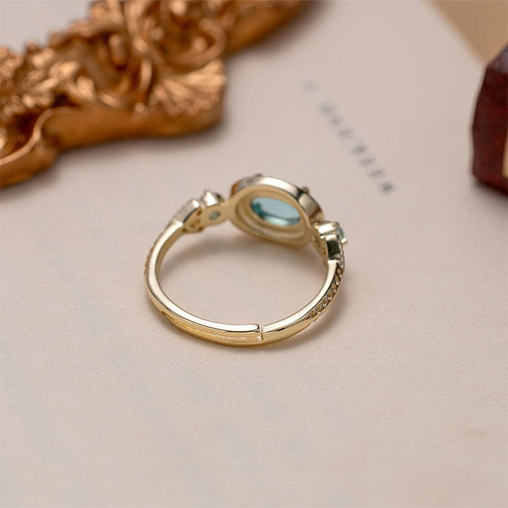 Bague ajustable en tourmaline Paraiba Olivenorma « Chaque mer est une île »