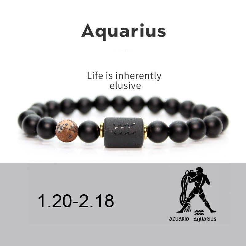 Bracelet homme en onyx noir naturel avec signe du zodiaque Olivenorma