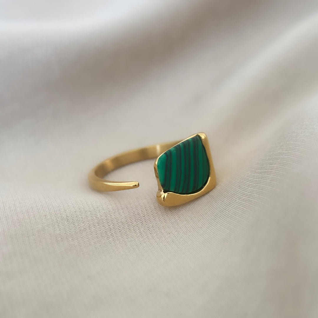 Bague en pierre précieuse malachite Olivenorma