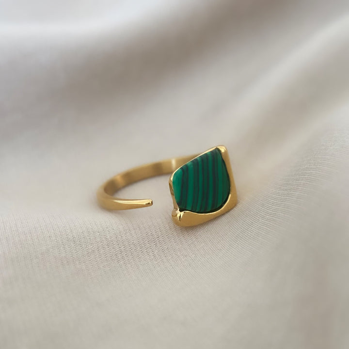 Bague en pierre précieuse malachite Olivenorma