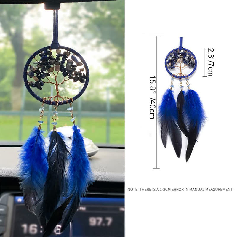 Ornement de voiture attrape-rêves en plumes en cristal arbre de vie Olivenorma