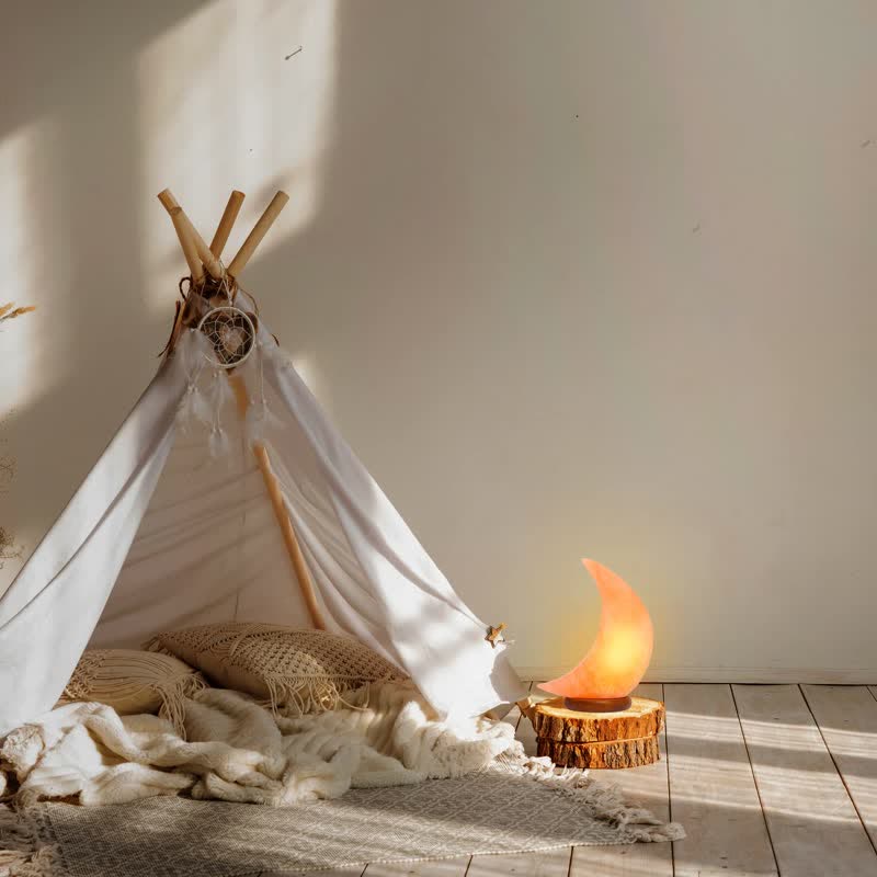 Lampe de sel rose de l'Himalaya en forme de croissant de lune Olivenorma