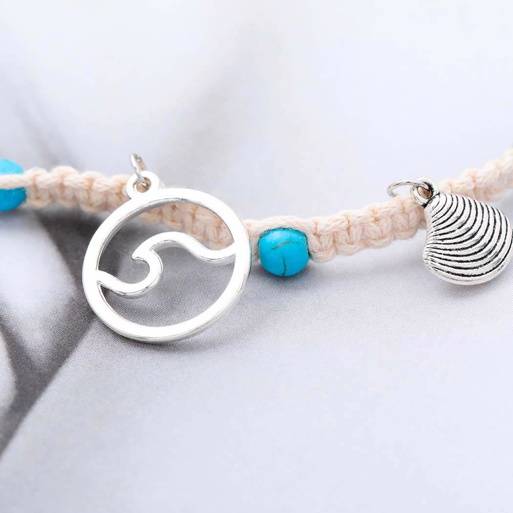 Bracelet de cheville à breloques en forme d'étoile de mer turquoise Olivenorma