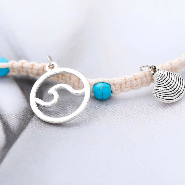 Bracelet de cheville à breloques en forme d'étoile de mer turquoise Olivenorma