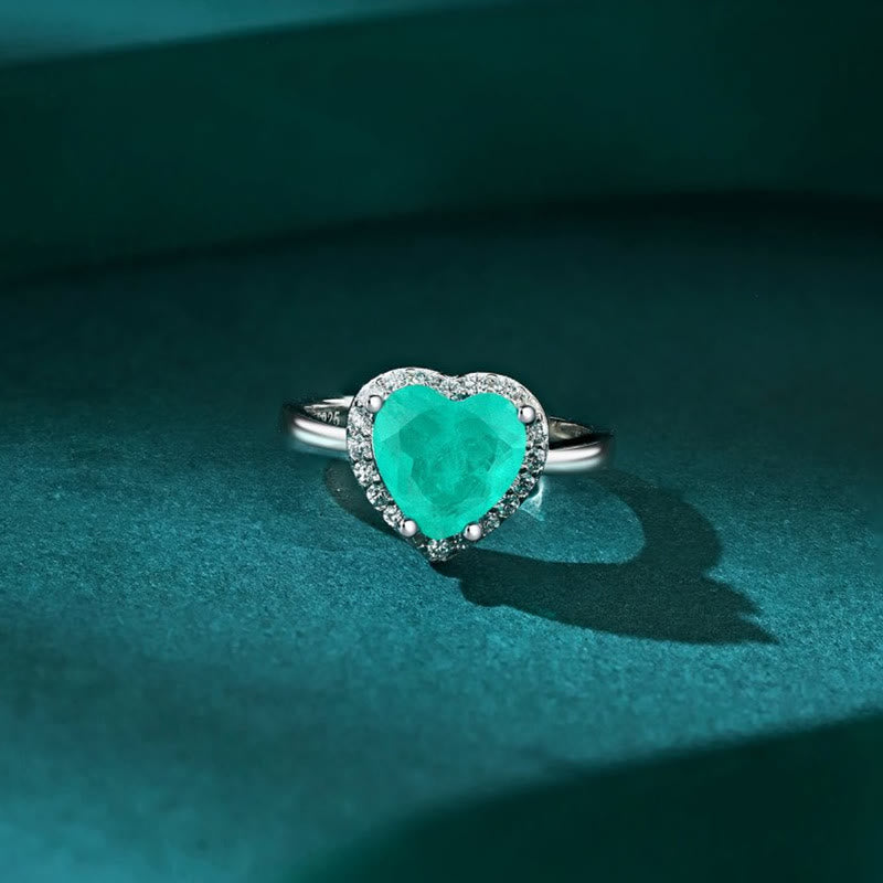 Bague exquise en tourmaline Paraiba en forme de cœur Olivenorma