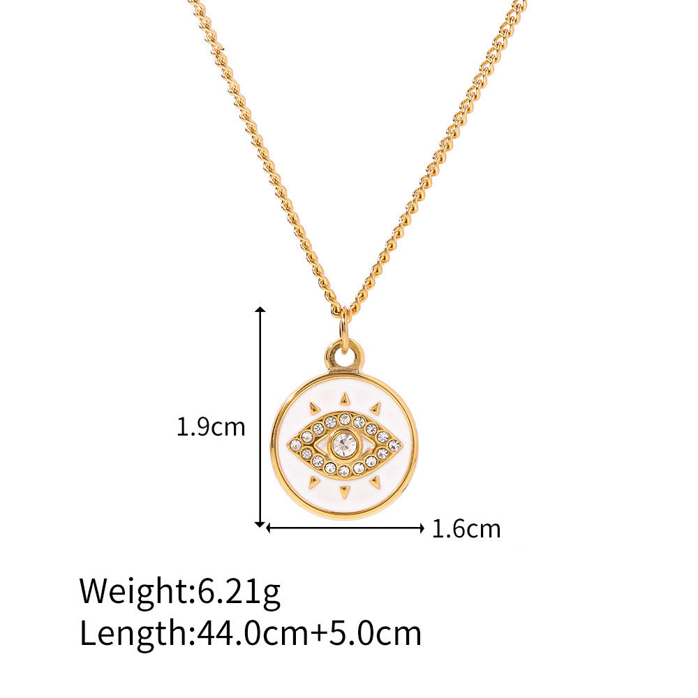 Collier pendentif mauvais œil en zircon blanc Olivenorma