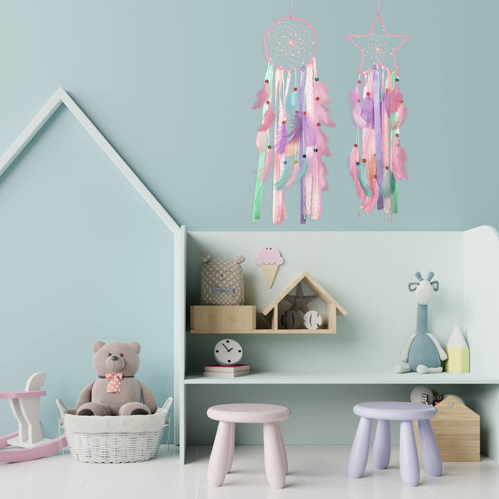 Olivenorma Lot de 3 attrape-rêves couleur macaron lune soleil étoile