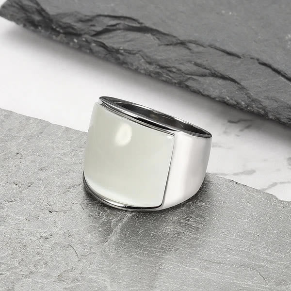 Bague en acier titane avec pierres précieuses naturelles Olivenorma