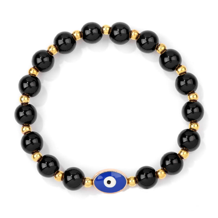 Bracelet Olivenorma 8 mm œil de tigre bleu contre le mauvais œil