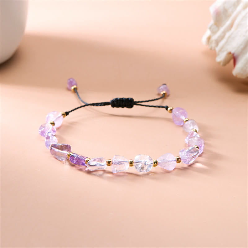 Bracelet tissé à la main en perles de pierre irrégulières naturelles Olivenorma