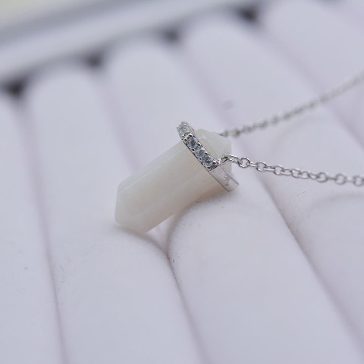 Collier en quartz transparent hexagonal Olivenorma en argent et or rose