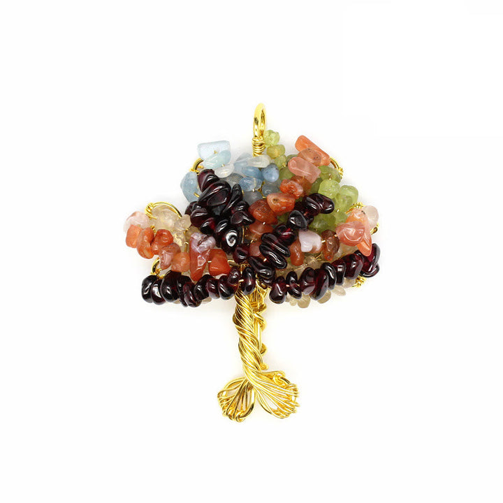 Collier pendentif arbre de vie chakra gravier cristal Olivenorma