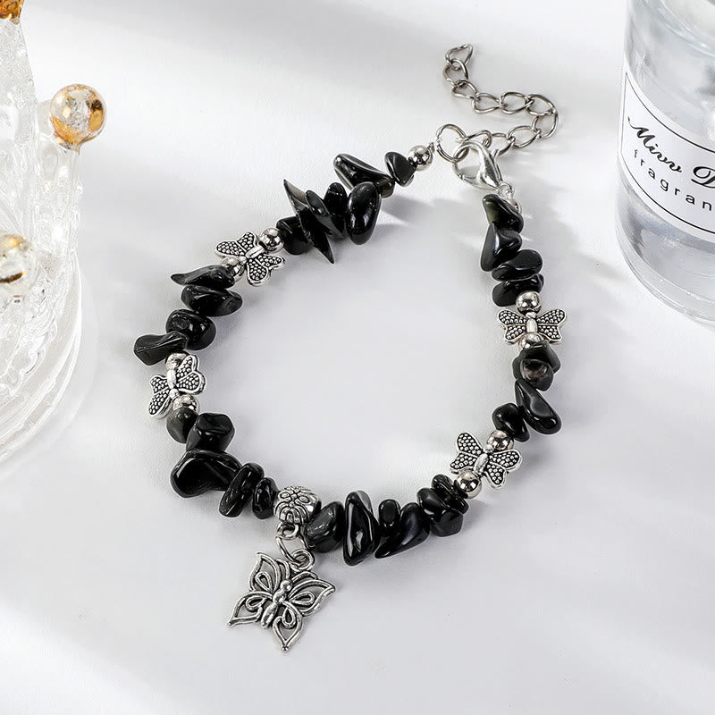 Bracelet à breloques papillon en cristal coloré Olivenorma