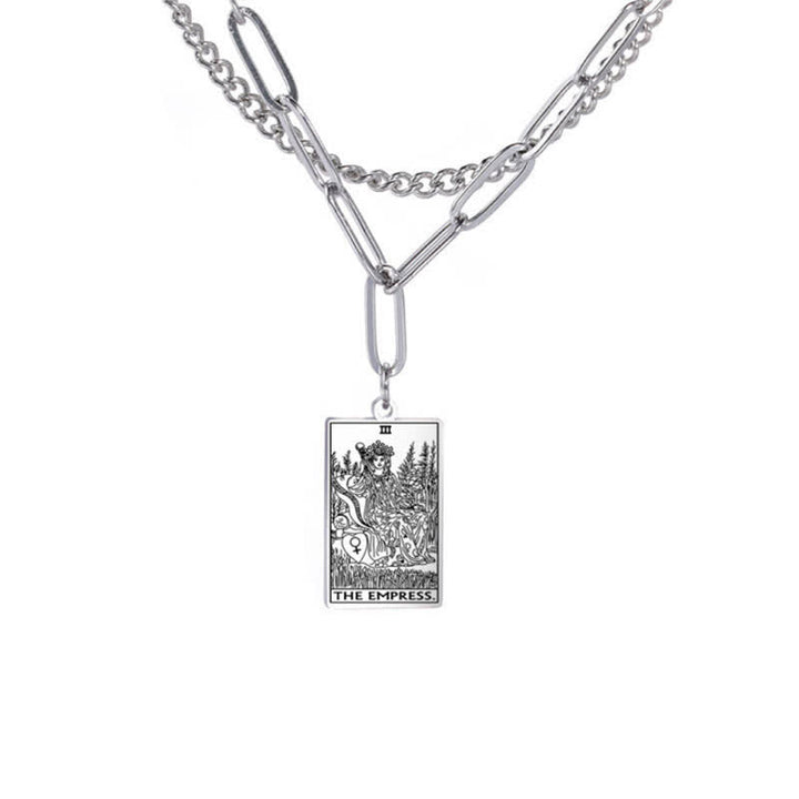 Collier à double chaîne avec carte de tarot Olivenorma
