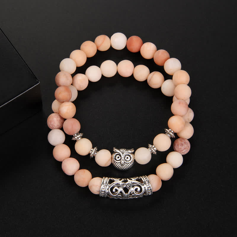 Bracelet de perles en cristal naturel hibou Olivenorma