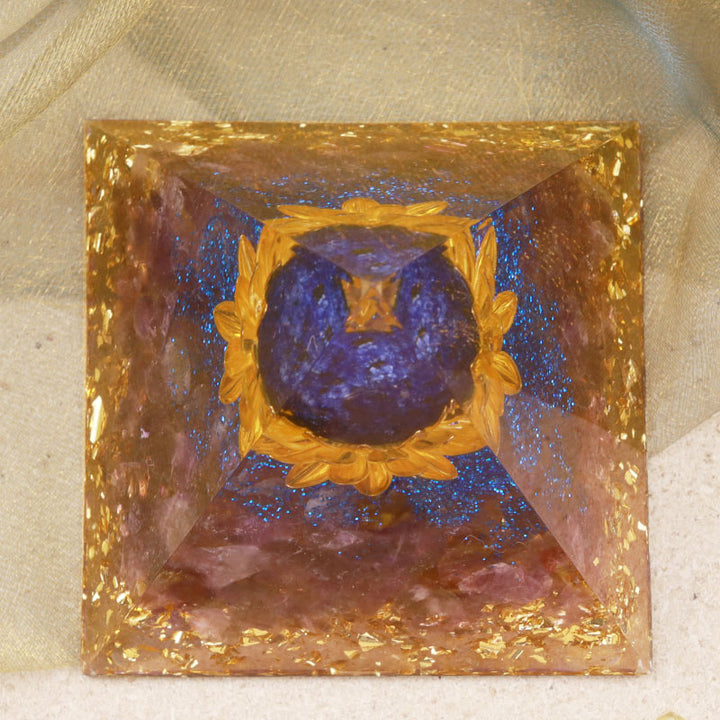 Olivenorma Améthyste Lapis Lazuli Symbole du Lotus Orgone Pyramide
