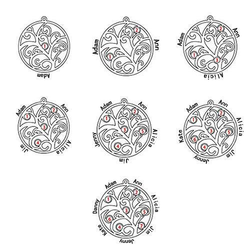 Collier avec pierre de naissance gravée du nom de l'arbre de vie Olivenorma