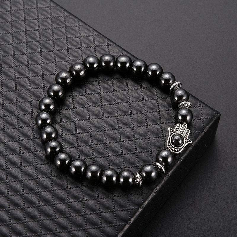 Bracelet de protection en obsidienne avec Hamsa
