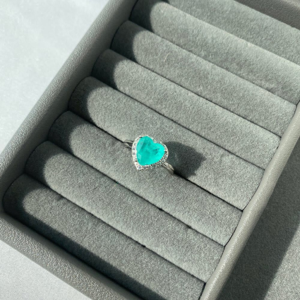 Bague exquise en tourmaline Paraiba en forme de cœur Olivenorma