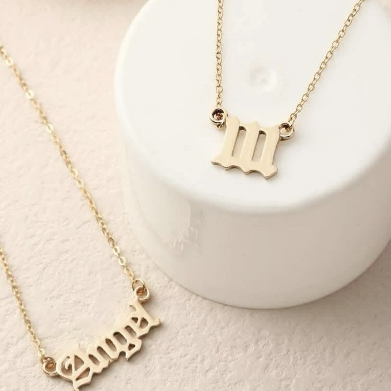 Collier double délicat avec chiffres et anges Olivenorma