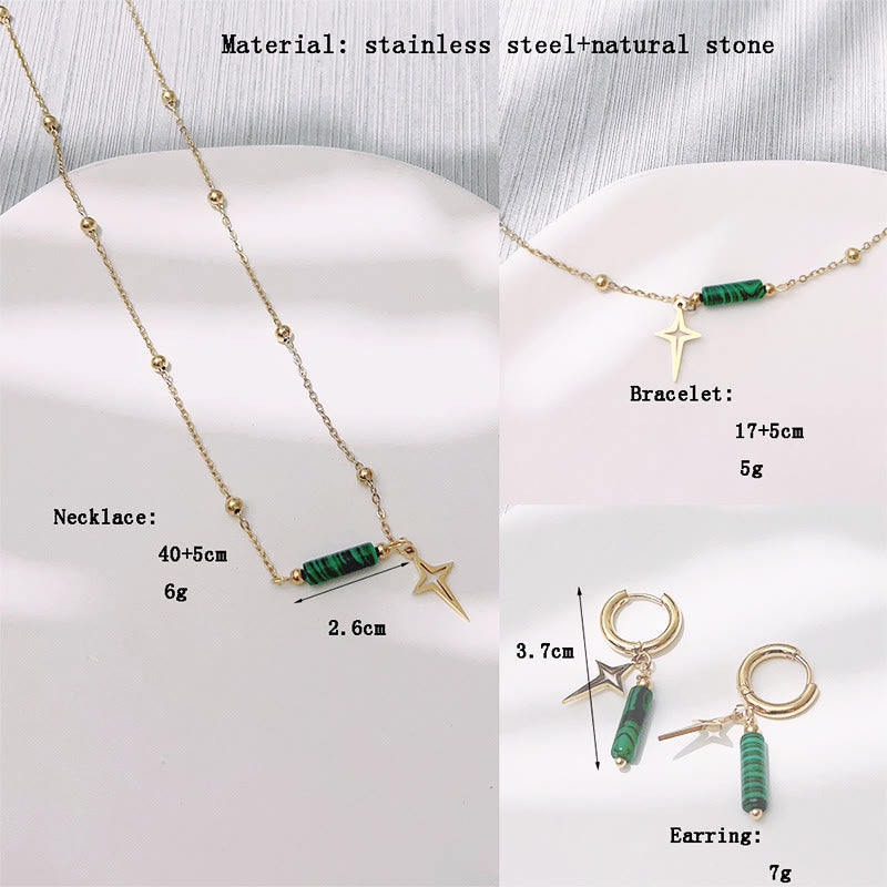 Collier et bracelet avec pendentif étoile en malachite naturelle Olivenorma