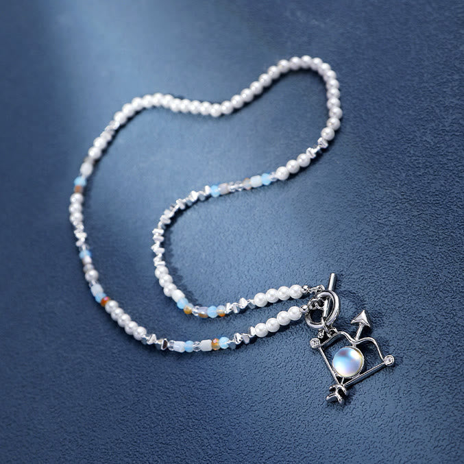 Collier pendentif en alliage avec pierre de lune et zodiaque Olivenorma