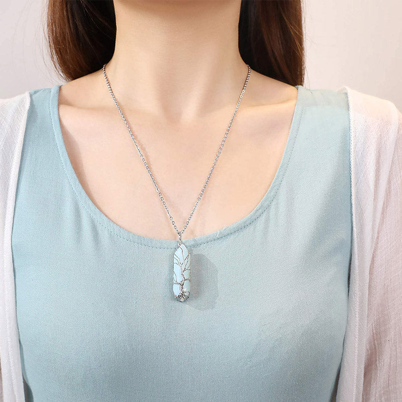 Collier en cristal Olivenorma avec pierres précieuses de l'arbre de vie