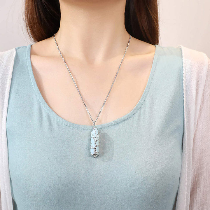 Collier en cristal Olivenorma avec pierres précieuses de l'arbre de vie