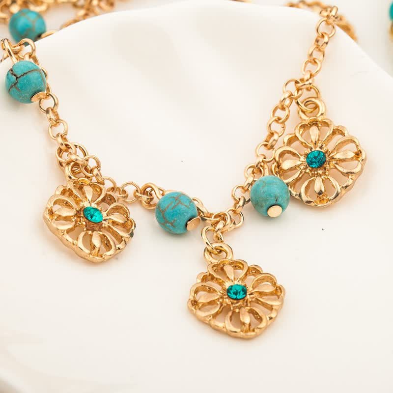 Bracelet de cheville unique en perles turquoise Olivenorma , 2 pièces