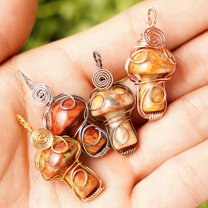 Collier en pierre de guérison naturelle Olivenorma aux champignons