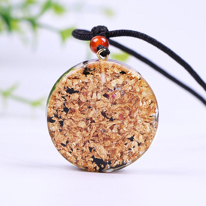 Collier symbole du cube de Métatron en obsidienne et grenat Olivenorma