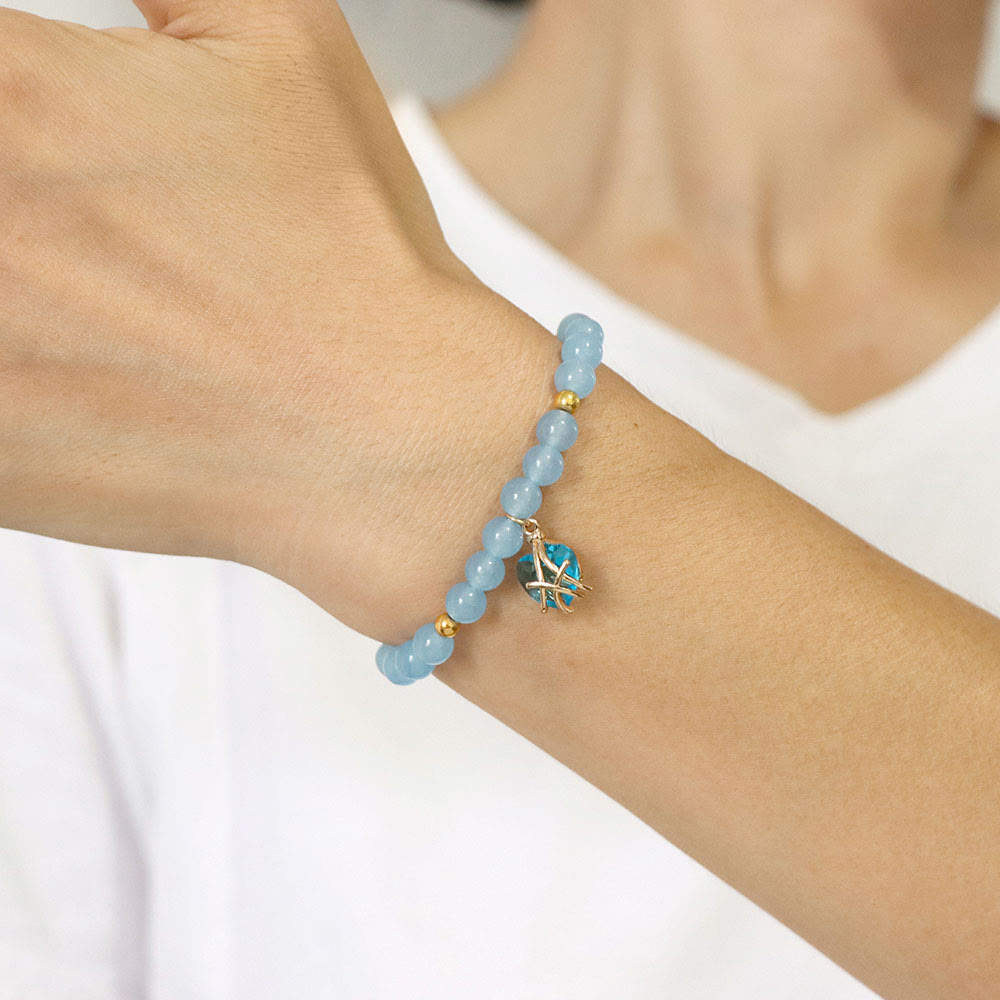 Bracelet à breloques en forme de cœur en pierre naturelle Olivenorma