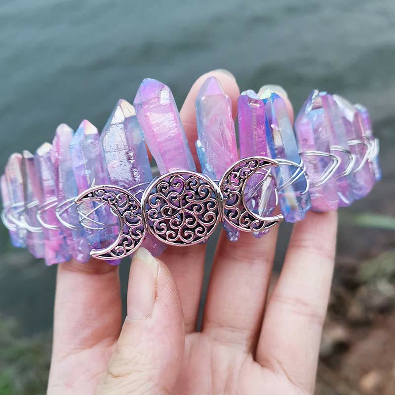 Couronne de cristal de lune féerique en fluorite Olivenorma