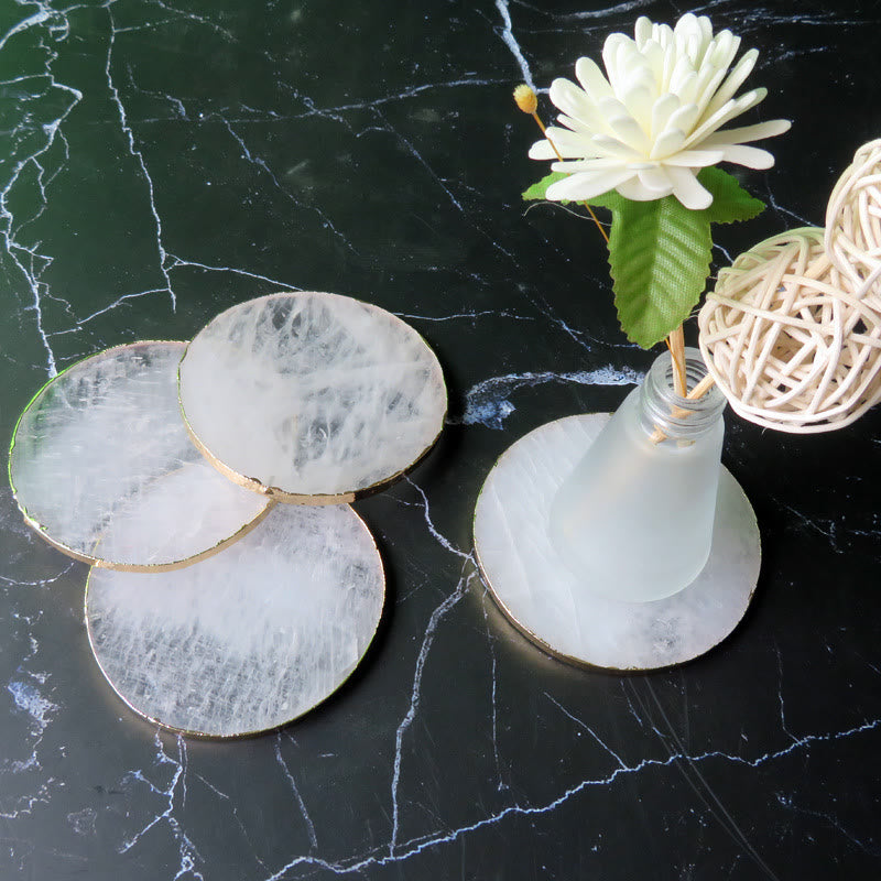 Dessous de verre rond en cristal transparent Olivenorma, décoration en pierres précieuses