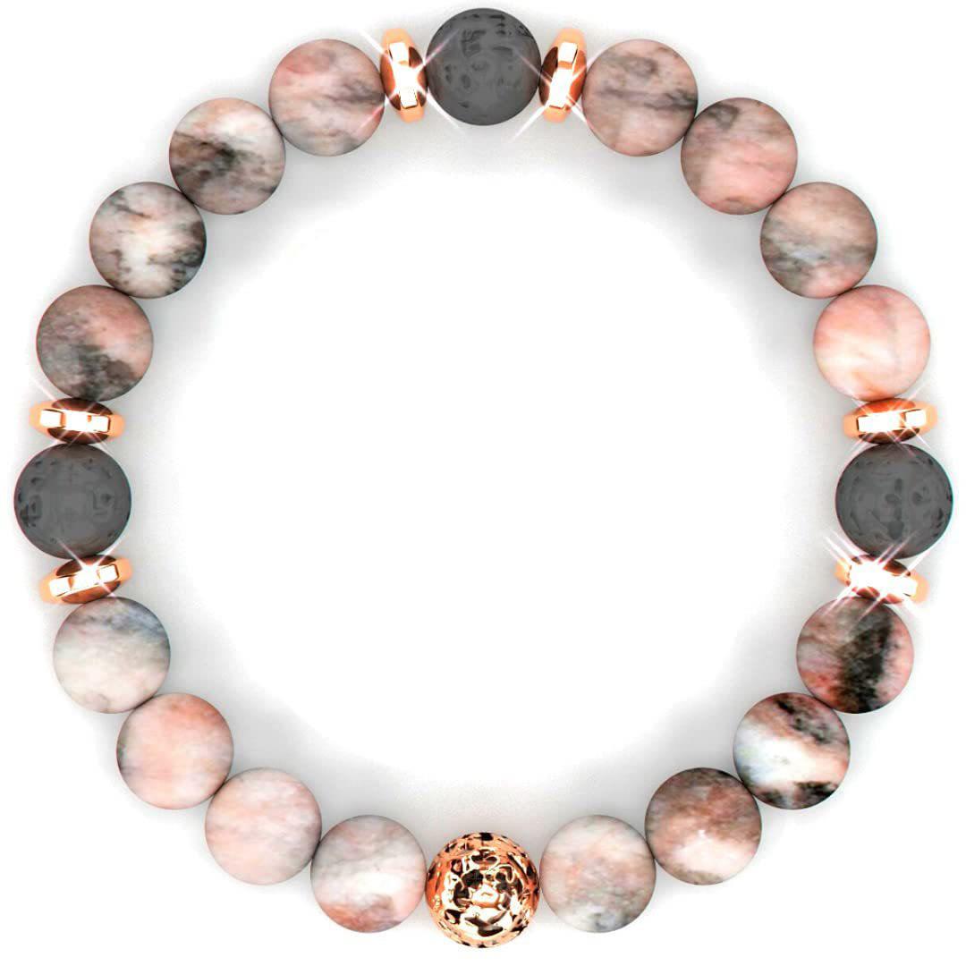 Bracelet en pierre de lave rhodonite Olivenorma avec huile essentielle de lavande