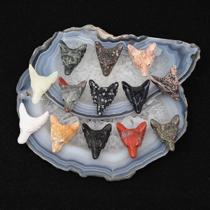 Tête de loup sculptée en cristal naturel Olivenorma, accessoire de décoration en pierres précieuses - image 37