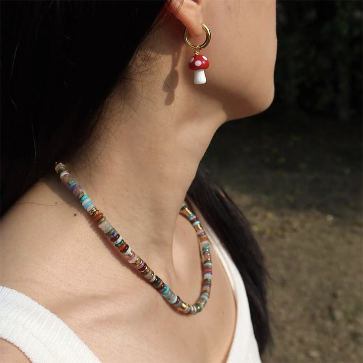 Collier et bracelet en pierres précieuses de style bohème Olivenorma avec perles rondes en cristal mélangées