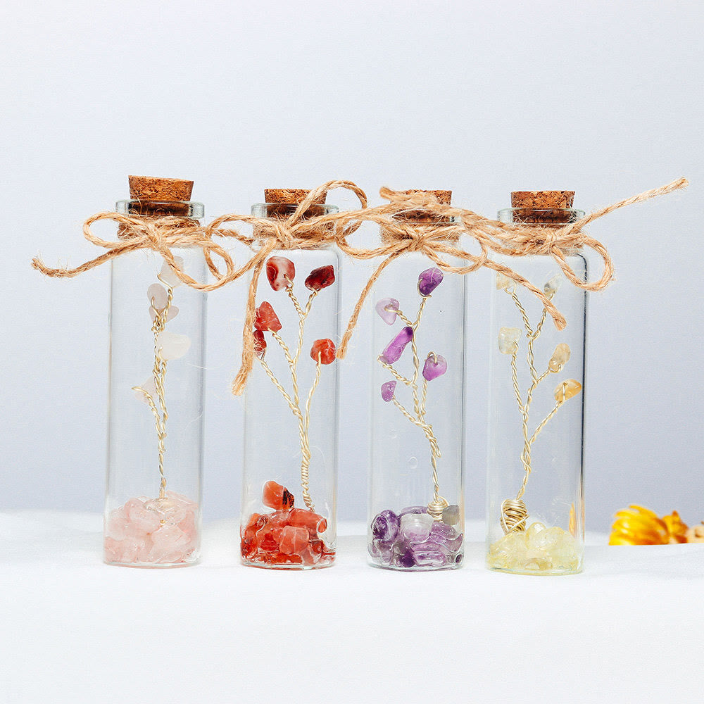 Décoration de bouteille en verre en pierre concassée en cristal de chakra Olivenorma