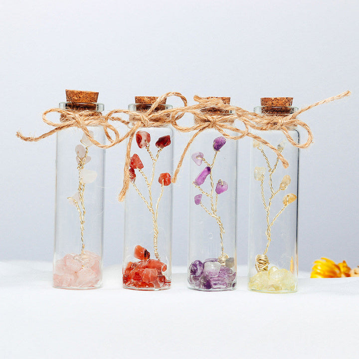 Décoration de bouteille en verre en pierre concassée en cristal de chakra Olivenorma