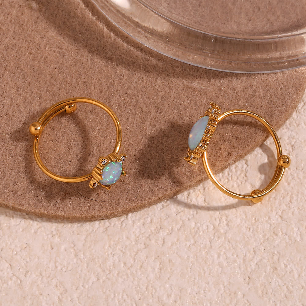 Bague ajustable en forme de cœur avec opale naturelle Olivenorma