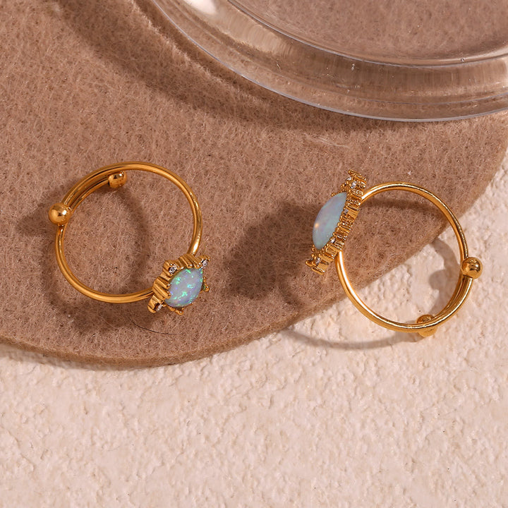 Bague ajustable en forme de cœur avec opale naturelle Olivenorma