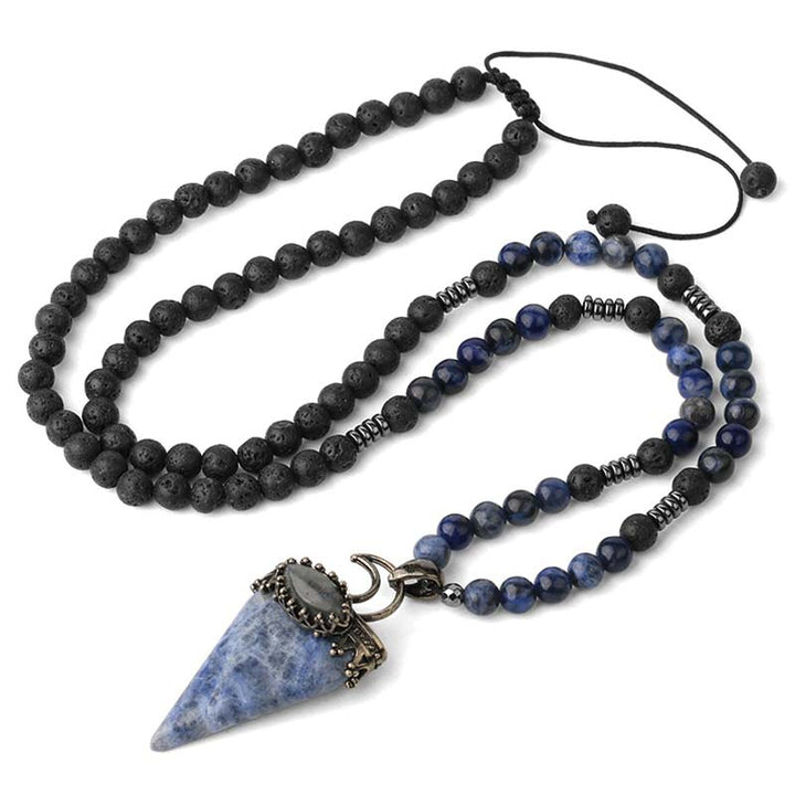 Collier de perles de méditation prismatiques en pierre naturelle Olivenorma