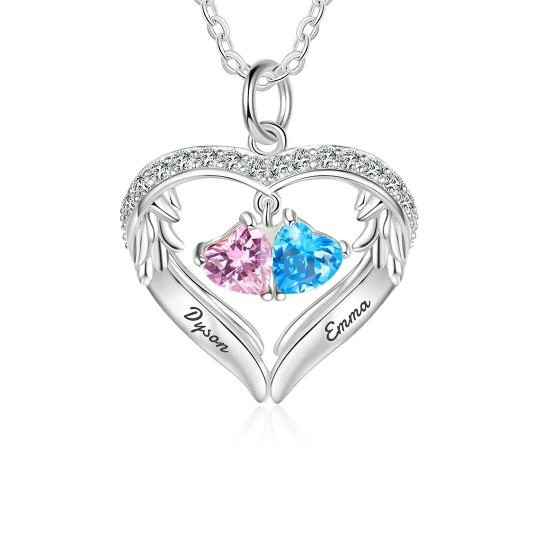 Collier avec pierre de naissance personnalisée et nom gravé en zircone cubique Olivenorma