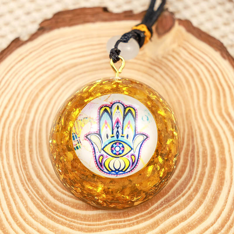 Collier Hamsa de guérison en citrine naturelle Olivenorma