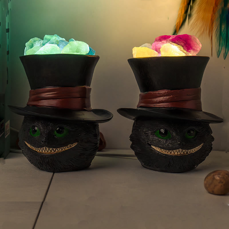 Lampe en cristal avec chapeau en fluorite naturelle Olivenorma pour chat noir