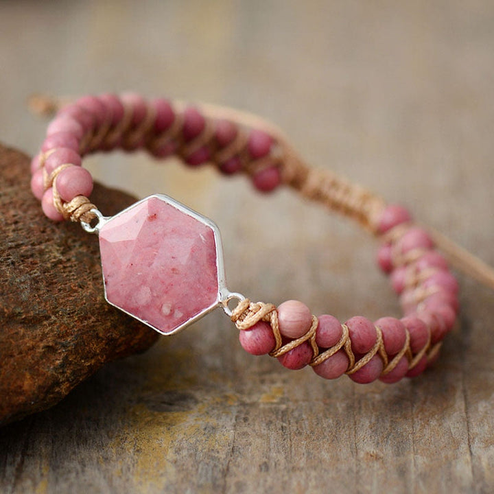 Bracelet enroulé hexagonal en aigue-marine et rhodochrosite Olivenorma
