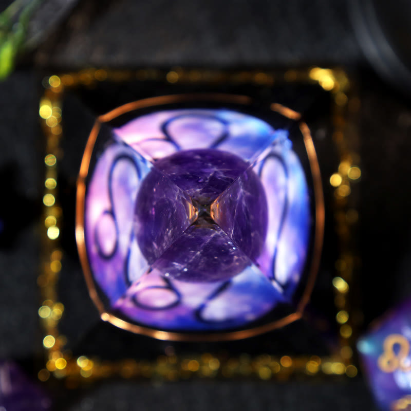 Boule d'améthyste Olivenorma Gravier d'obsidienne Pyramide d'orgone du zodiaque Lion