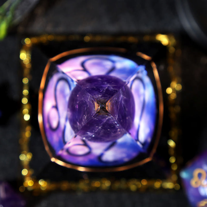 Boule d'améthyste Olivenorma Gravier d'obsidienne Pyramide d'orgone du zodiaque Lion